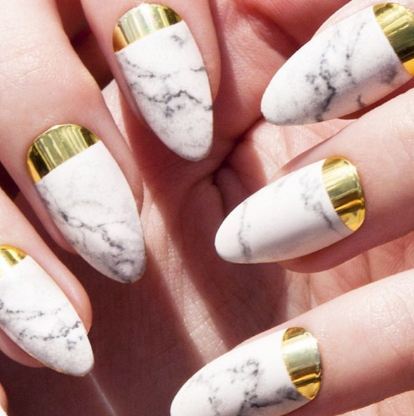 marble wedding nails manicure