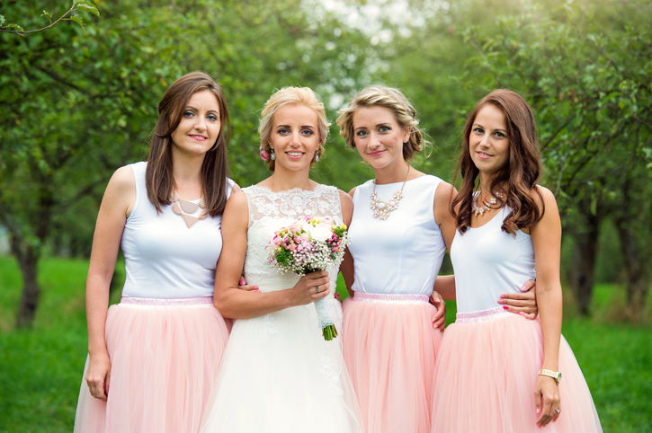 Bride with bridesmaids