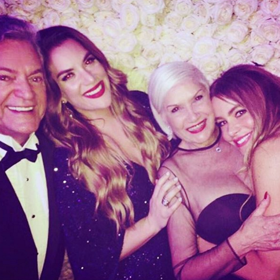 Sofia and Joe cut their extravagant wedding cake during their wedding celebrations. Image Sofia Vergara via Instagram