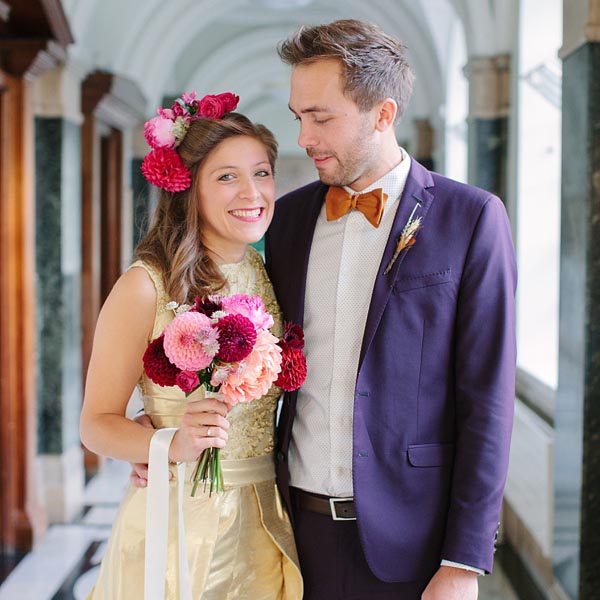 Golden wedding gown with trousers 31