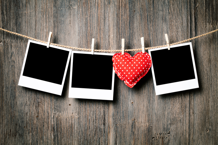 Polaroids and Heart on Clothesline