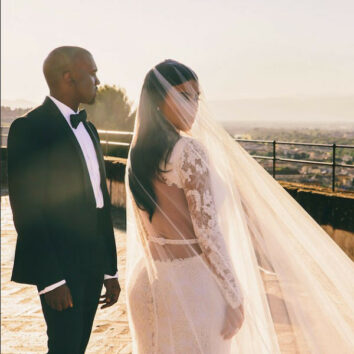 Kim Kardashian and Kanye West's wedding kiss was the most popular image on Instagram in 2014. Image: Kim Kardashian via Instagram