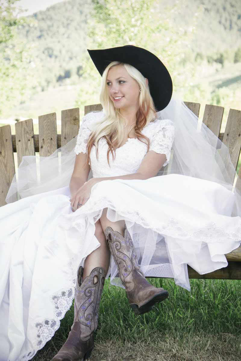 Rustic wedding bride in boots