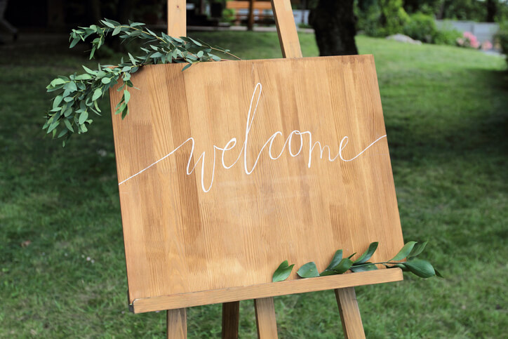 Wooden easel with a board.