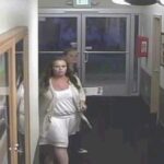 Disguised as a wedding guest, Denise Burns makes her way towards the bridal suite where she intends on robbing the newlyweds. Image: San Diego Sheriff's Department