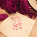 Sofia uploaded this image to her Instagram page of the custom napkin's featured at her rehearsal dinner.