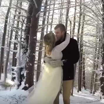 couple's dog shoots wedding video