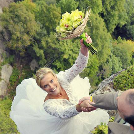 Extreme wedding photos Image: Philbrick Photography