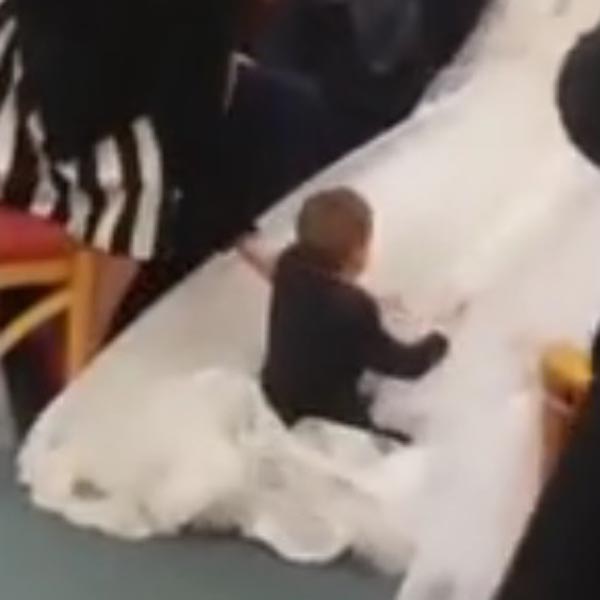 Little boy jumps thumb