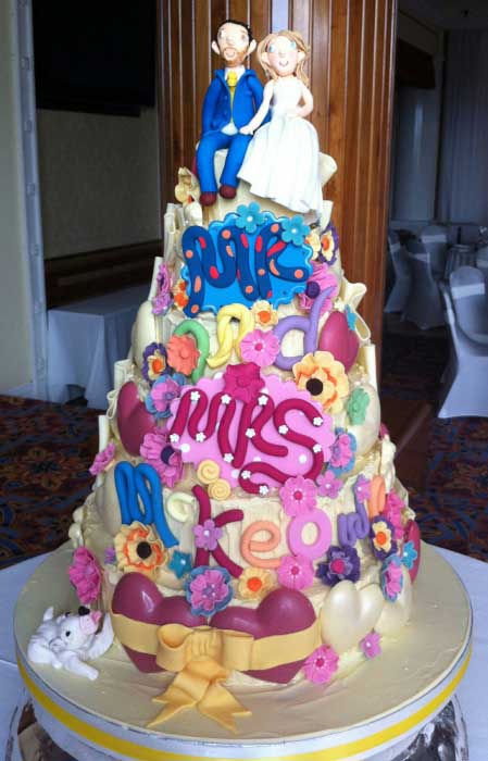Wild colourful wedding cake