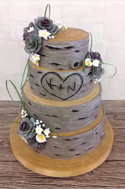 Unique grey and gold wedding cake