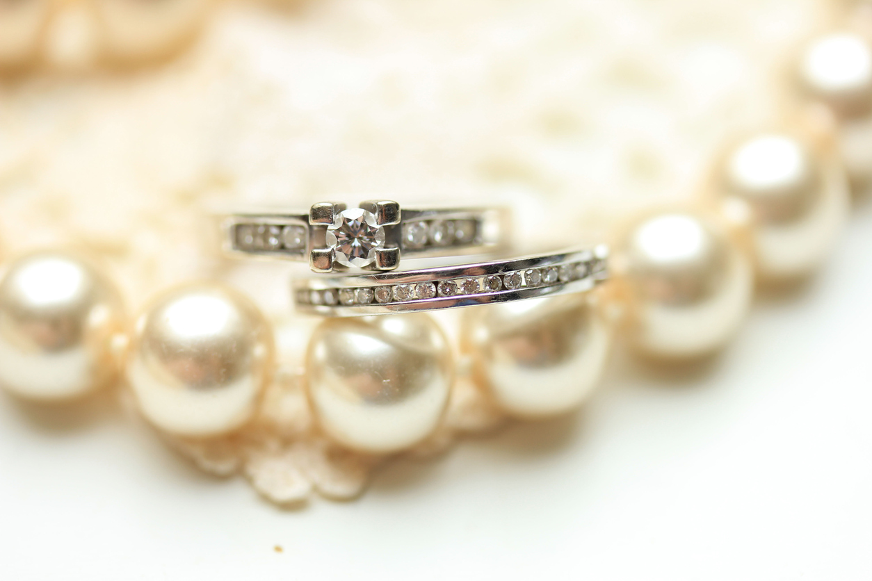 Diamond ring and pearls