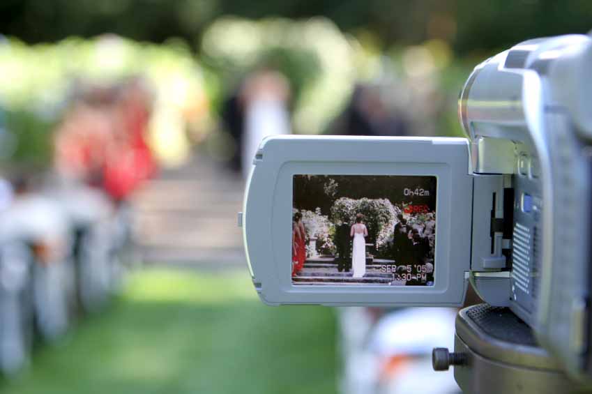 Filming a wedding ceremony