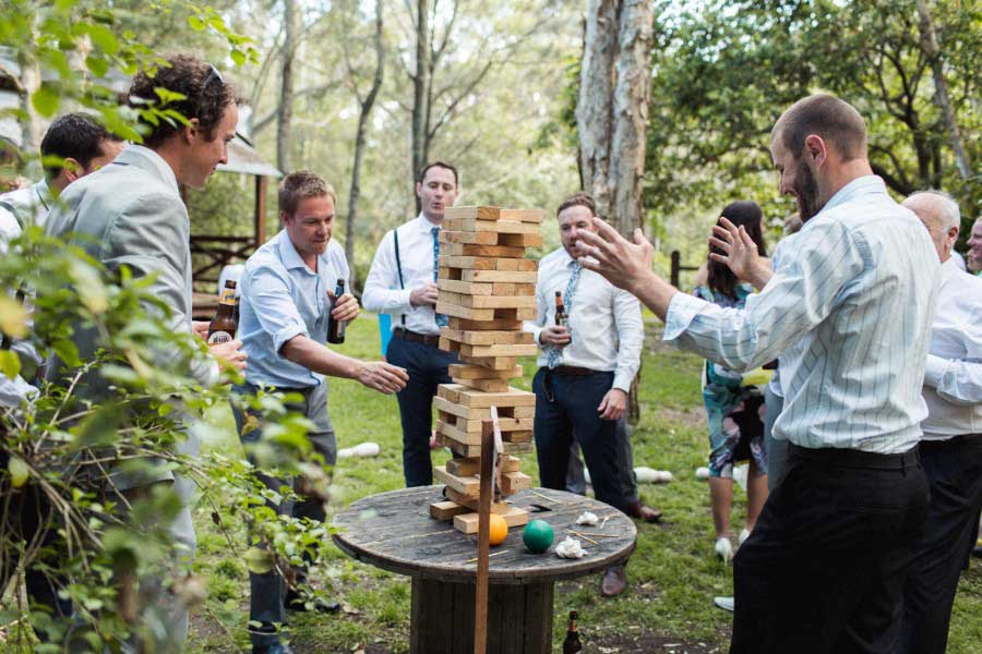 Giant jenga game at wedding