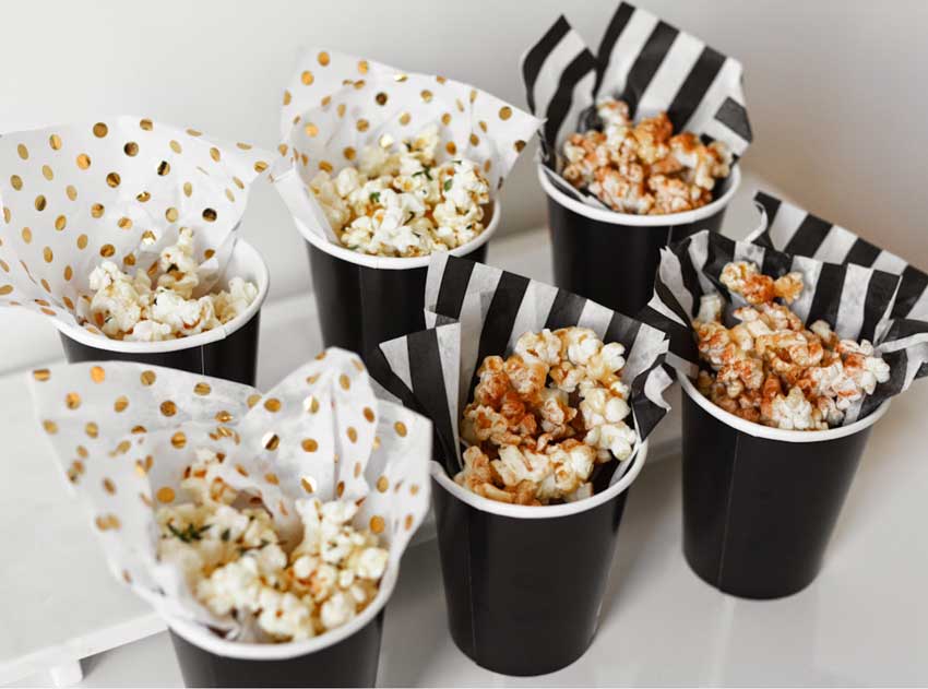 cocktail wedding reception popcorn