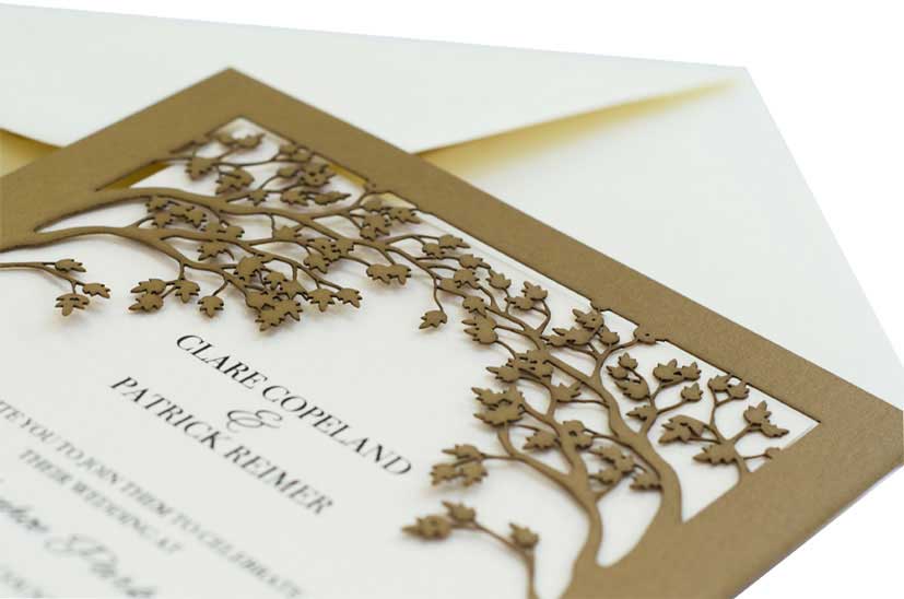 Autumn wedding invitation lasercut