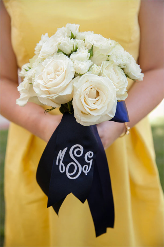 Monogram wedding bouquet holder