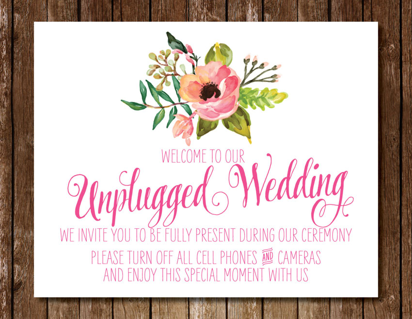 unplugged wedding sign