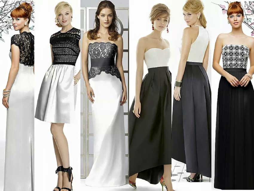 black and white bridesmaid dresses