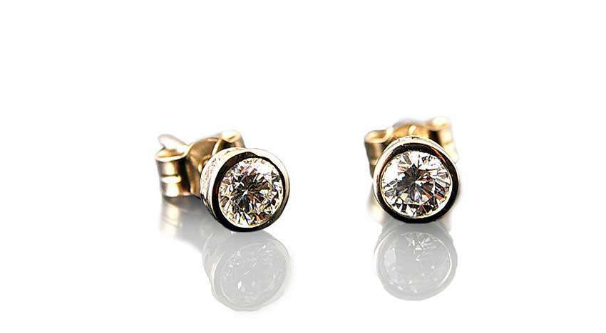 Bezel set diamond earrings
