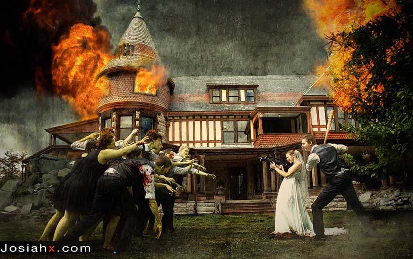 zombie wedding photo