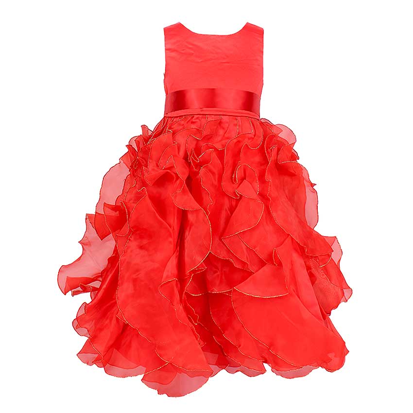 red flower girl dress