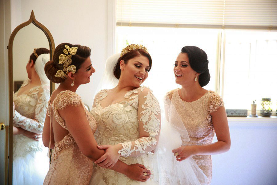 Glamorous gold bridesmaids dresses