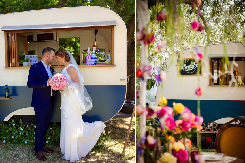 Vintage caravan bar for wedding