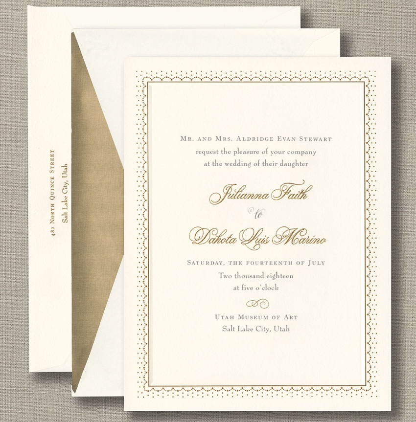 gold wedding invitation