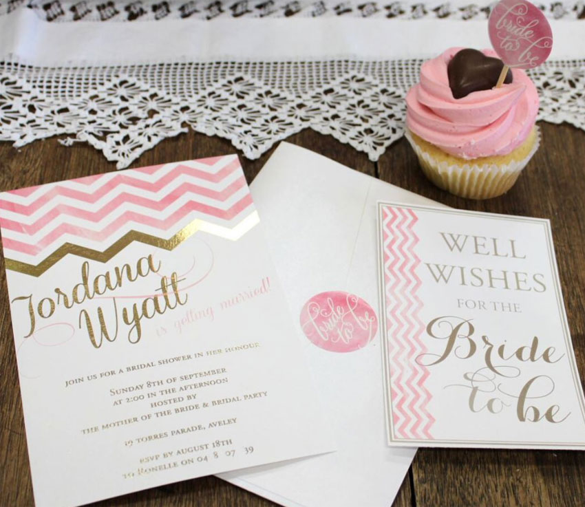 pink gold wedding invitations