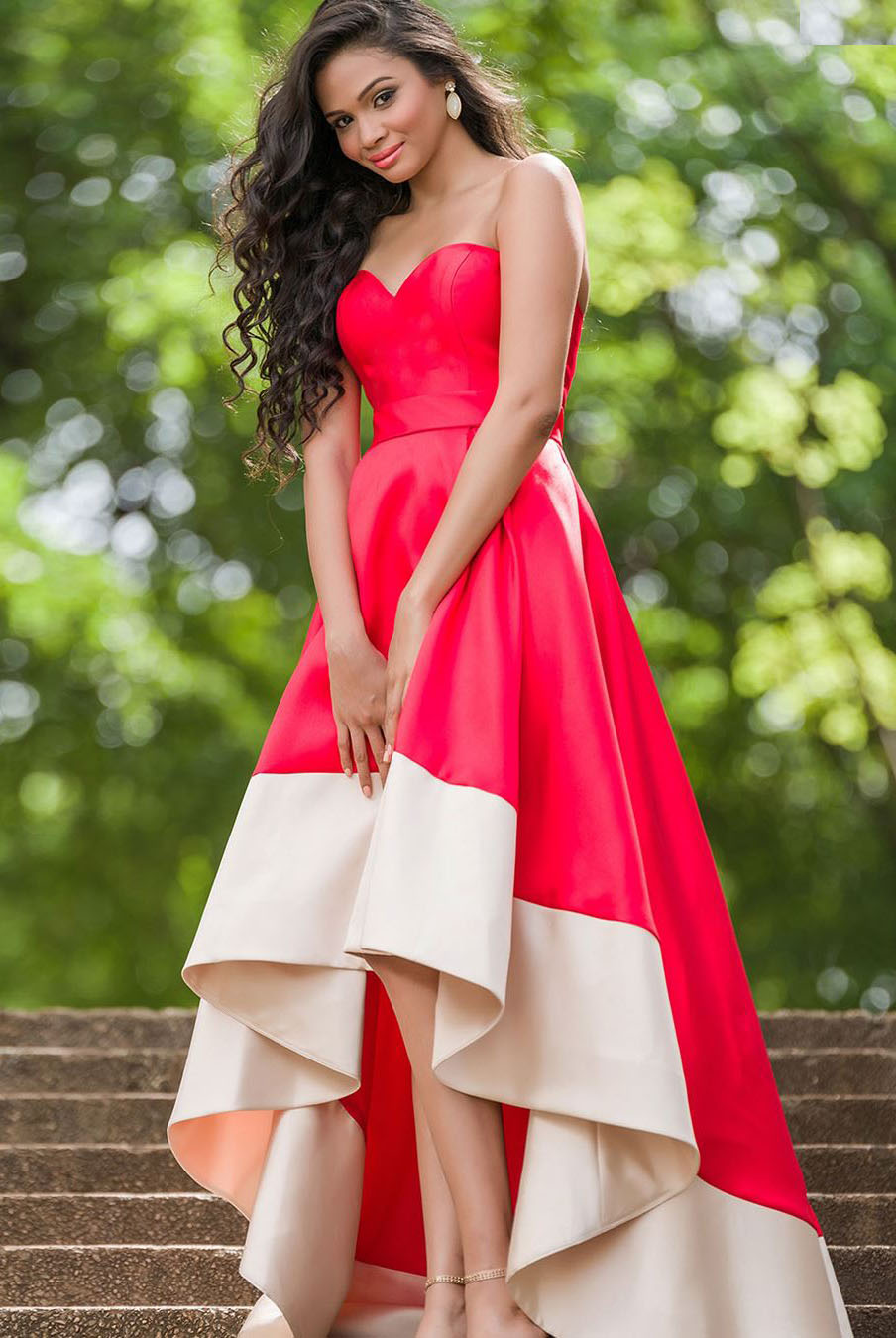 Lace and Button red bridesmaids dress