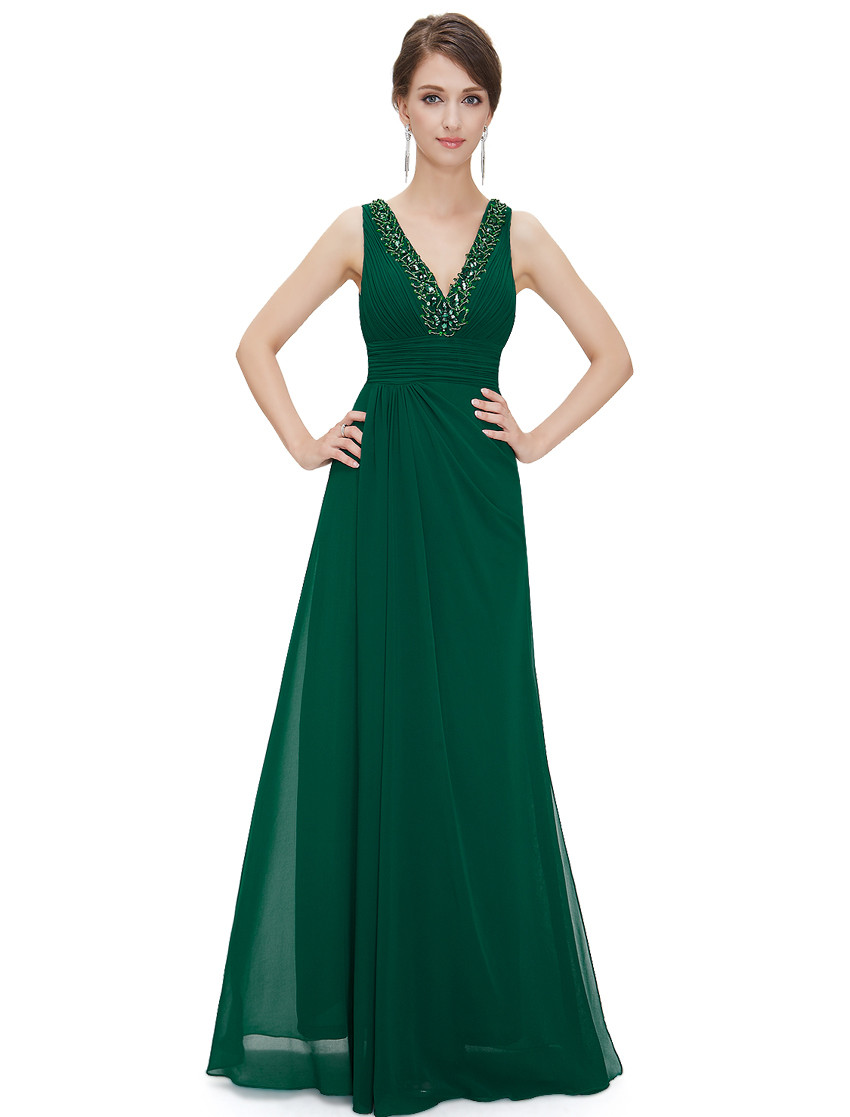 Crimson rose emerald green dress