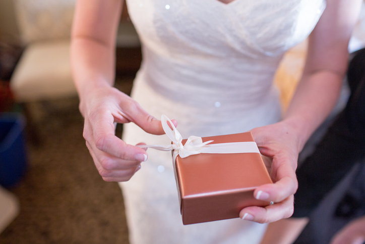 Bride Opening a Gift second wedding