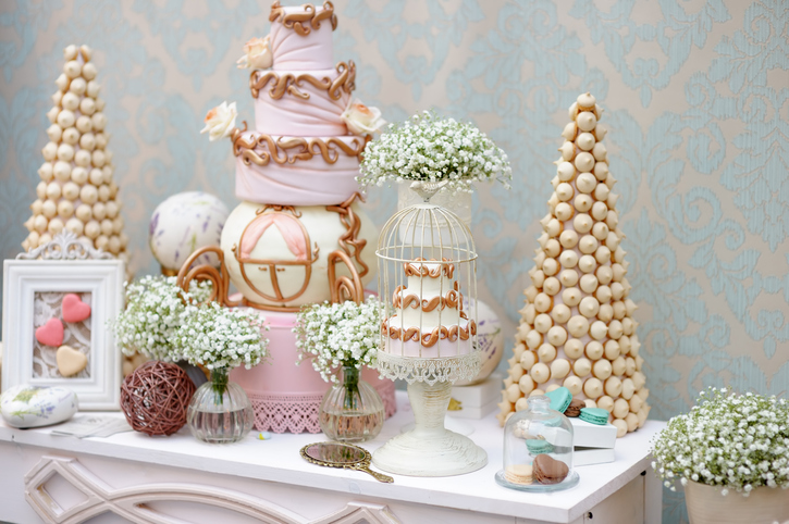 Elegant sweet table on dinner or event party