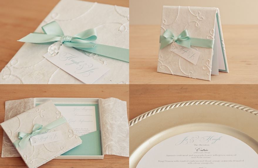 Sea green hues are inspired by the Pisces star sign. Image: Cara Marie Designs Invitation Station 