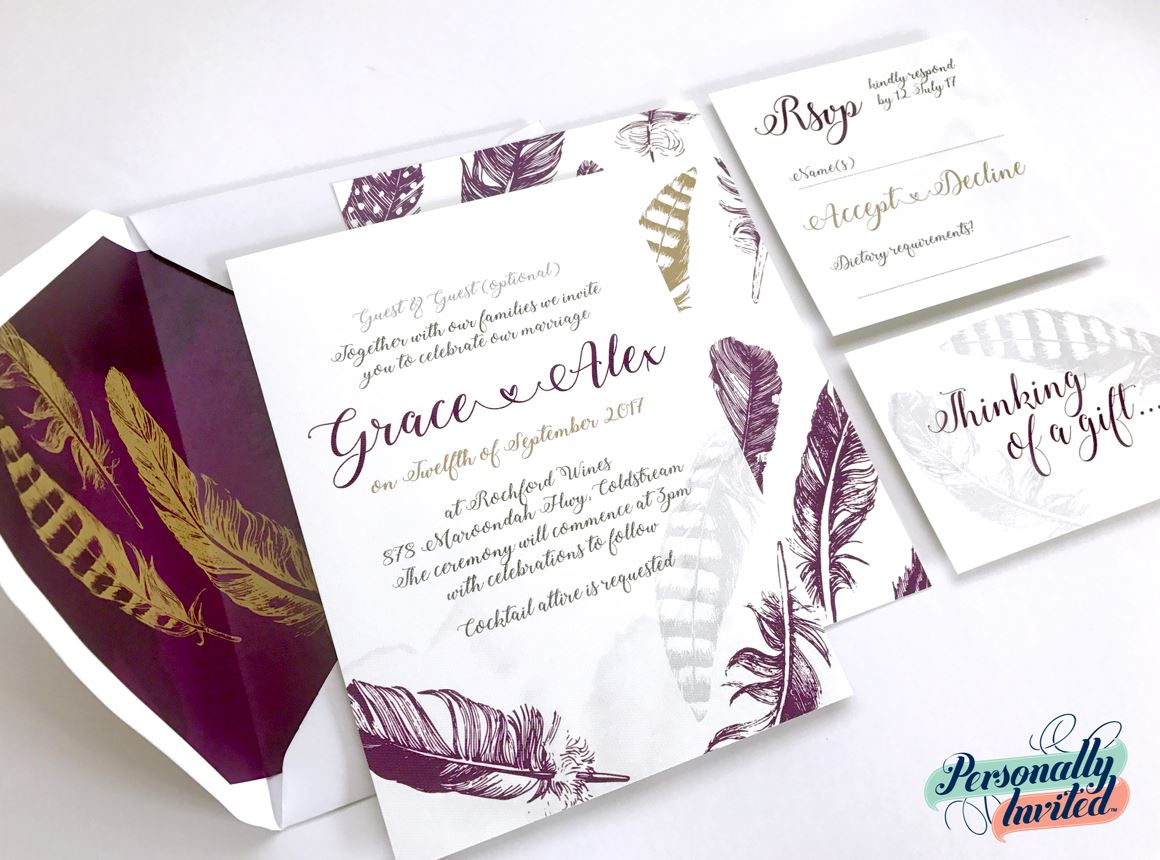 Quill wedding invitations. Image: Personally Invited. your wedding stationery
