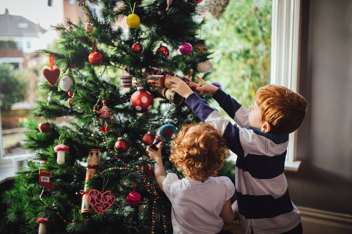 Helping mum with the tree