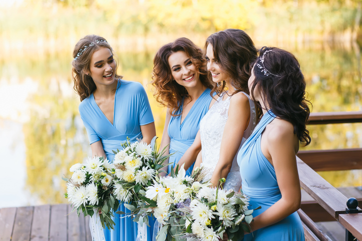 Bride with bridesmaids