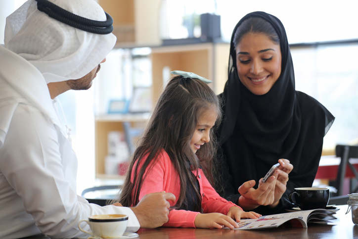 Arabian family kids on the honeymoon