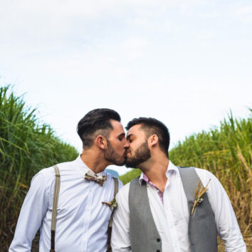 Two grooms kissing #allforlove