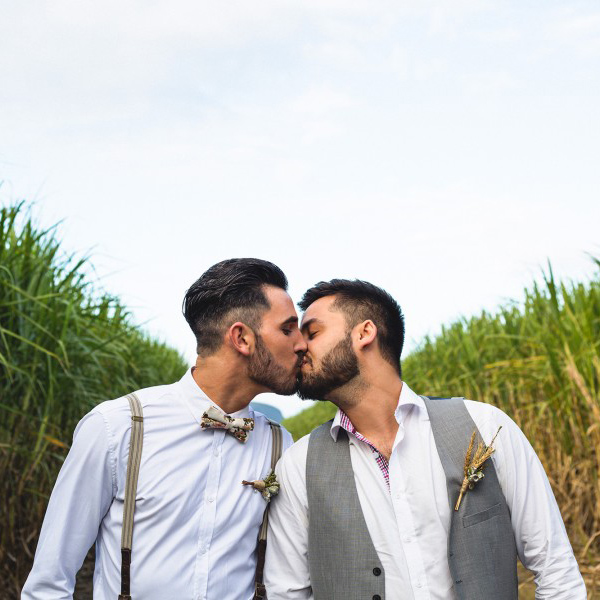 Two grooms kissing #allforlove