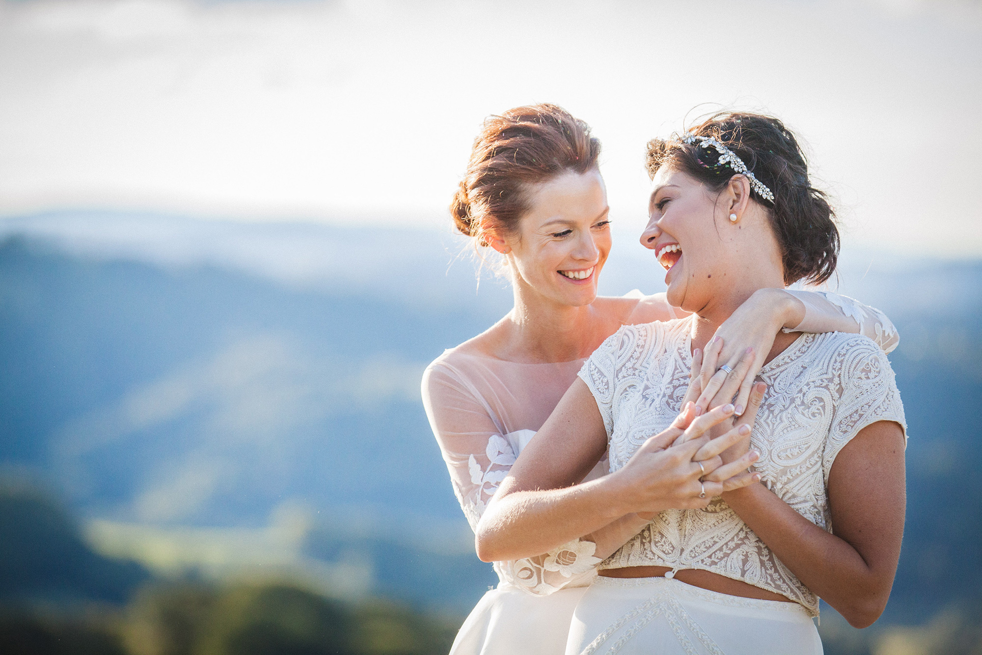 Two Australian brides at their luxe rustic wedding