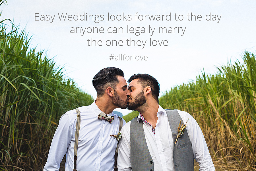 Easy Weddings two grooms kissing. #allforlove