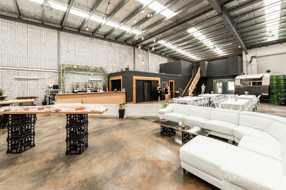 wedding venues melbourne, okie dokie, industrial wedding venue