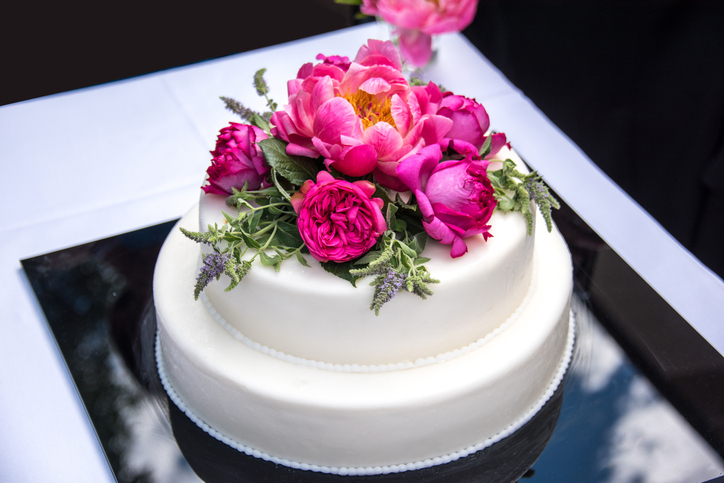 Wedding Cake Layered with roses and peony