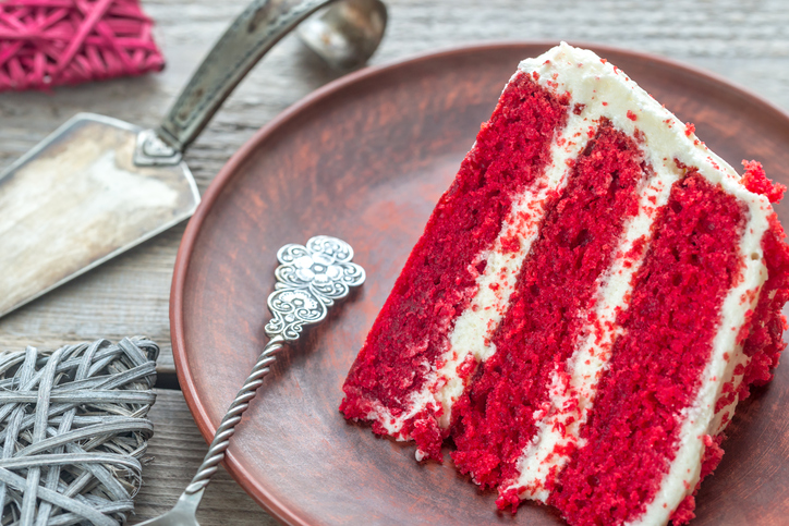 Red velvet cake on the plate