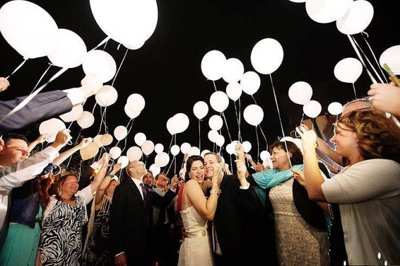 Helium-filled balloons add height to your send-off.
