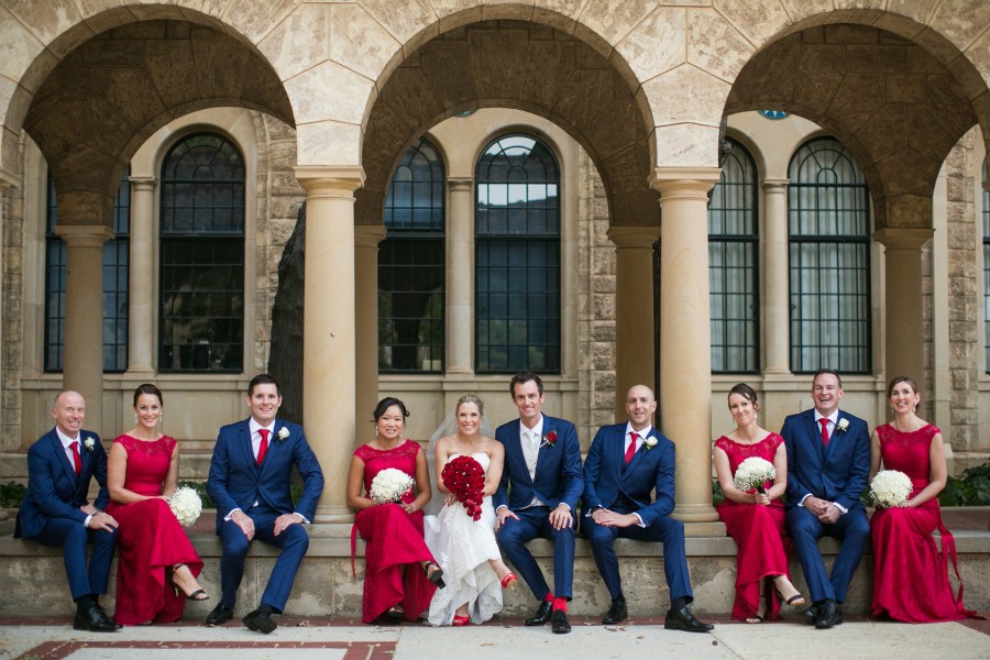 Kate and Guy featured red prominently in their wedding. Image: Janine Kaye Photography