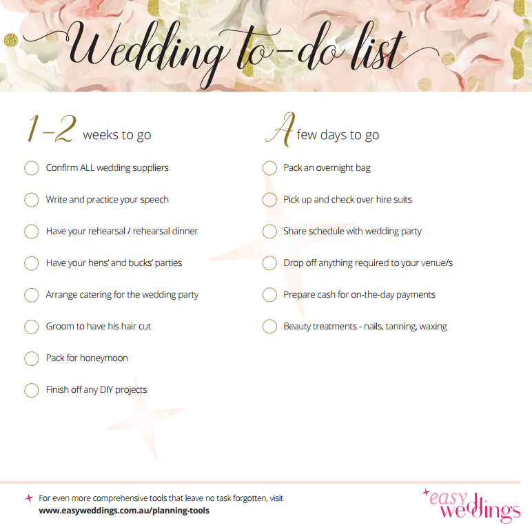 Get a free printable wedding planning checklist here