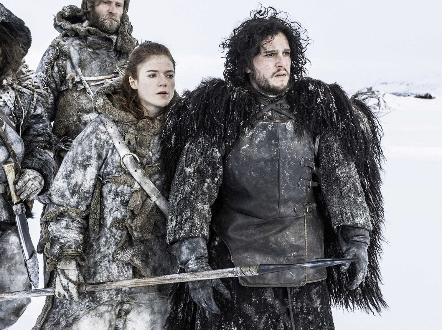 Rose Leslie and Kit Harington on screen as Ygritte and Jon Snow
